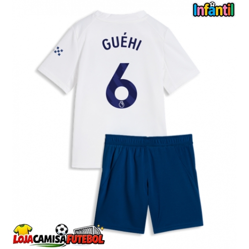Camisa de Futebol Manchester City Marc Guehi #6 Equipamento Alternativo Infantil 2026-27 Manga Curta (+ Calças curtas)